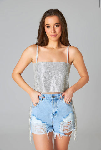 Girly Girl Rhinestone Crop Top