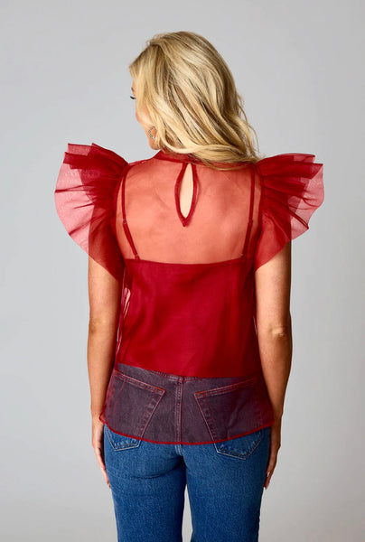 Kaycee Organza Ruffle Sleeve Top