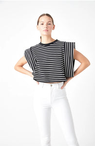 Stripe Drop Shoulder Cropped Top