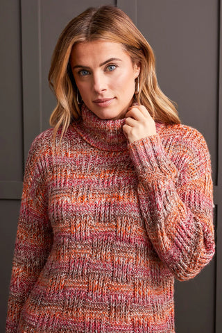 Basketweave Stitch Cowl Neck Sweater