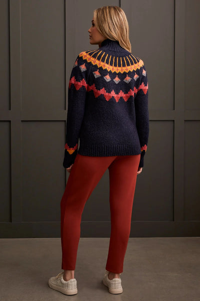 Novelty Yarn Mock Neck Intarsia Sweater