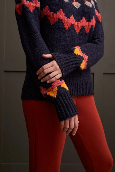 Novelty Yarn Mock Neck Intarsia Sweater