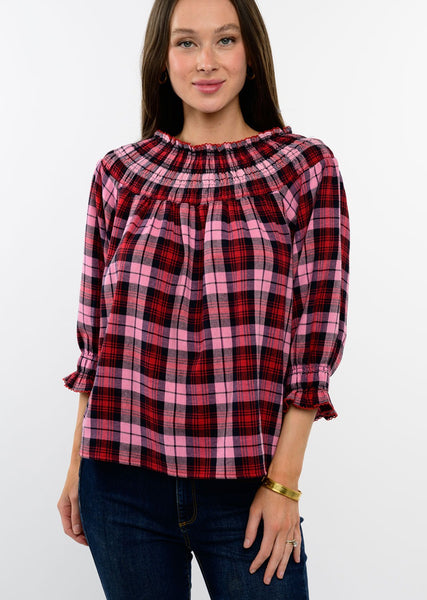 Tartan Smocked Top