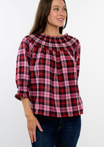 Tartan Smocked Top