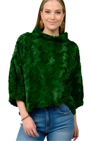 Poof Sleeve Faux Fur Popover