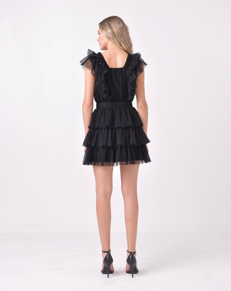 Tulle Ruffle Tiered Mini Dress