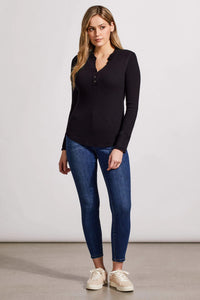 Soft Washed Waffle Henley Top with Buttons