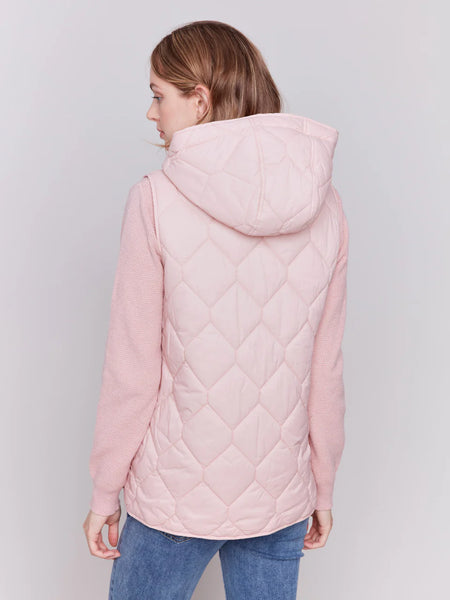 Short Quilted Puffer Vest with Hood