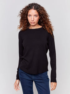 Frayed Edge Round Hem Sweater