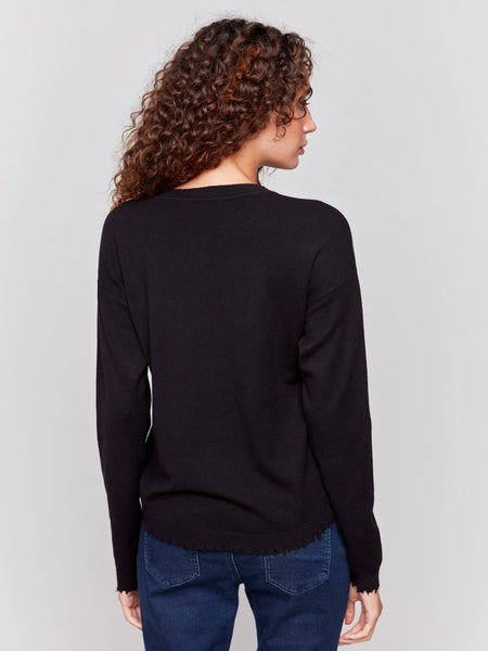 Frayed Edge Round Hem Sweater