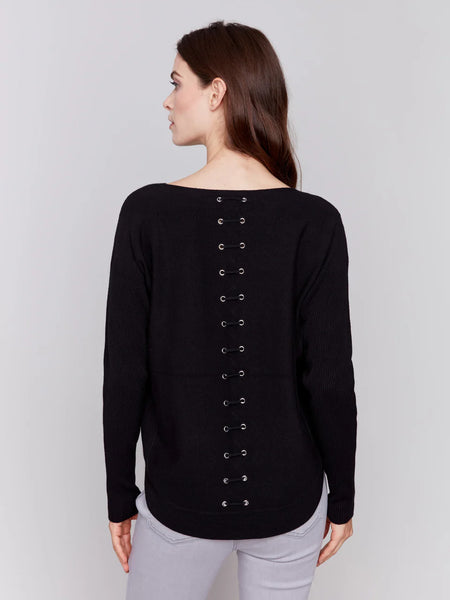 Knit Sweater with Back Detail Lace-Up