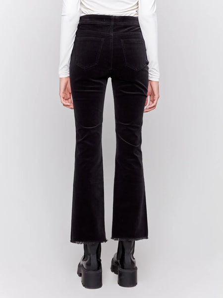 Bootcut Corduroy Pants with Asymmetrical Hem