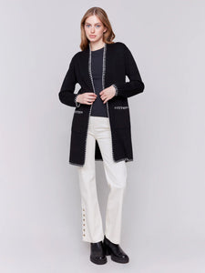 Blanket Stitch Long Cardigan