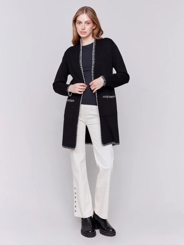 Blanket Stitch Long Cardigan