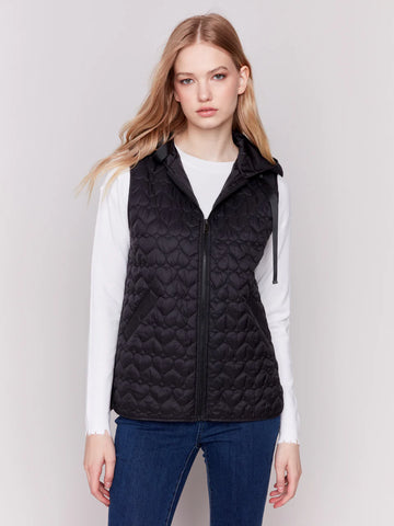 Short Quilted Puffer Vest with Hood