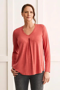 V Neck Top with Front Pleat