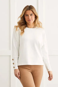 Scuba Knit Raglan Top with Buttons