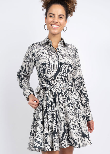 Paisley Godet Dress