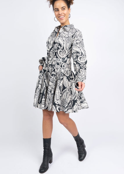 Paisley Godet Dress