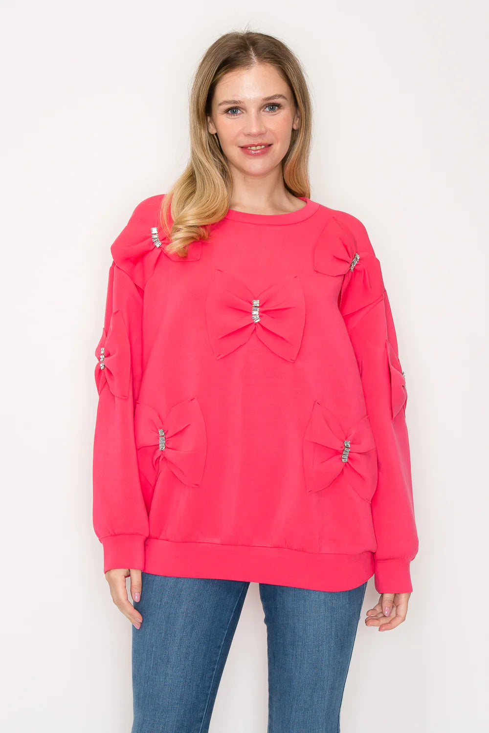 Fiora French Scuba Ribbon Bow Top