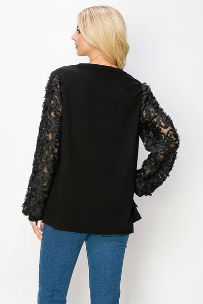 Raquel Top with Lace Flower Swirls  hi