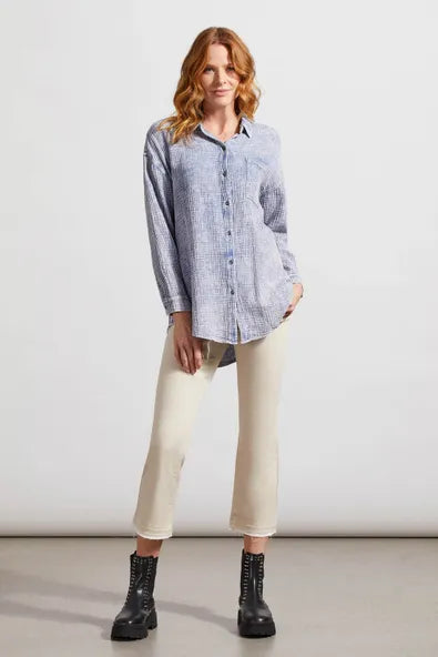 Cotton Gauze Button-Up Shirt