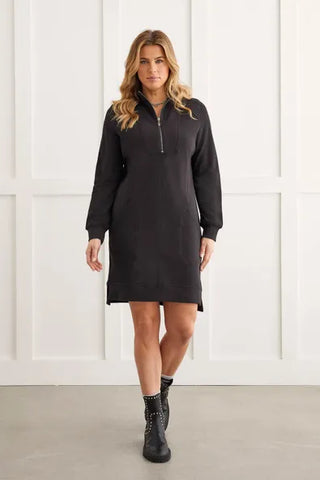 French Terry Mock Neck Dress