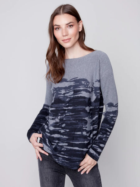 Printed Plush Knit Sweater