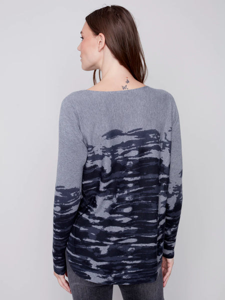 Printed Plush Knit Sweater