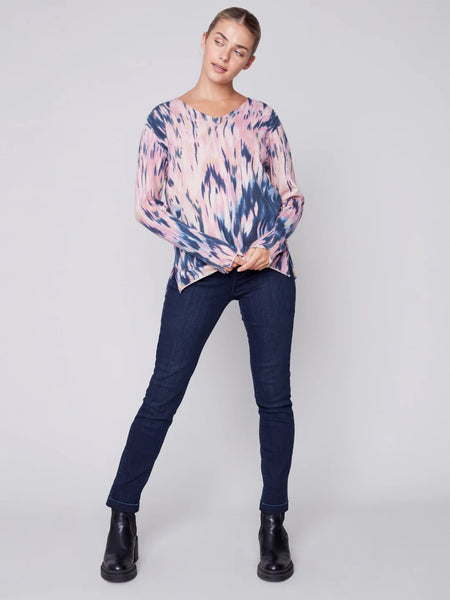 Printed V-Neck Sweater