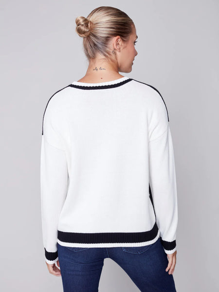 Cotton Blend Sweater with Peace Sign