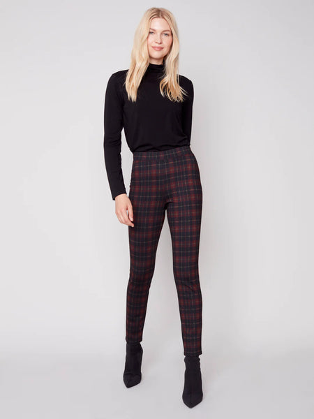 Plaid Ponte Skinny Pants