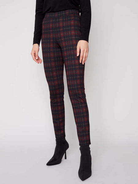 Plaid Ponte Skinny Pants