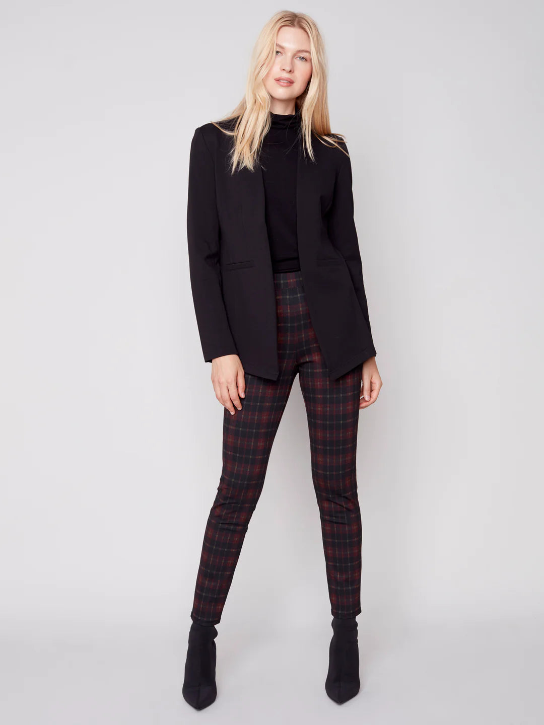 Plaid Ponte Skinny Pants