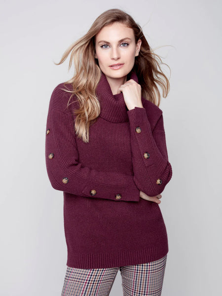 Cowl Neck Sweater with Button Detail