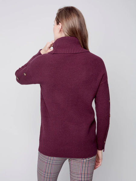 Cowl Neck Sweater with Button Detail