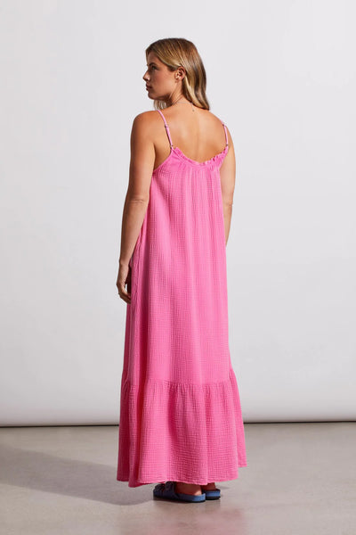 Cotton Gauze Maxi Dress with Frills & Pockets