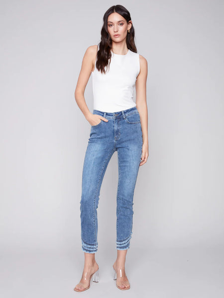 Frayed Hem Denim Pants