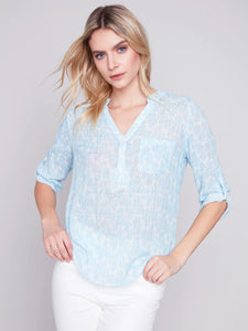 Printed Cotton Gauze Blouse