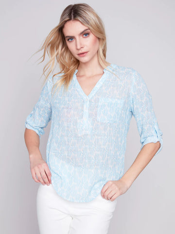 Printed Cotton Gauze Blouse