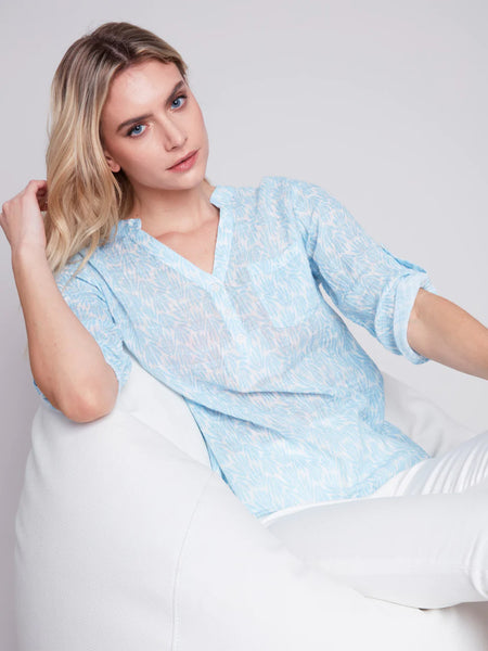 Printed Cotton Gauze Blouse