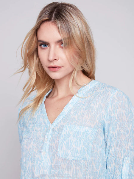 Printed Cotton Gauze Blouse