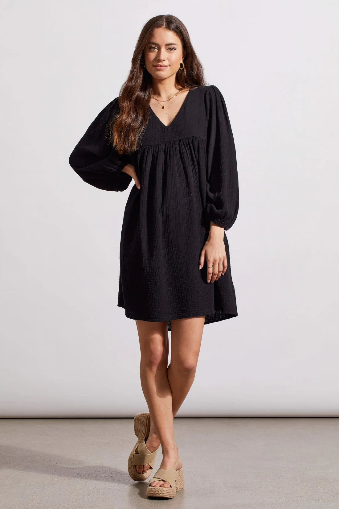 Cotton Gauze Puffy Sleeve Dress