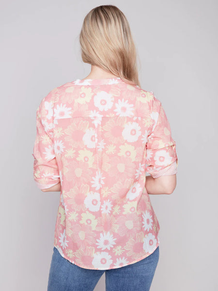 Printed Half-Button Blouse