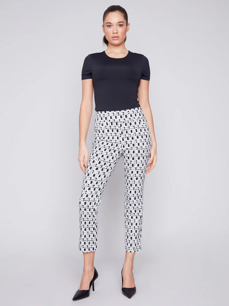 Printed Capri Pants with Hem Slit