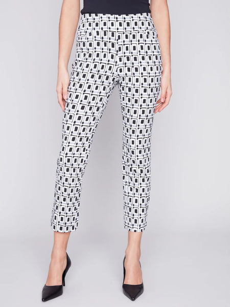 Printed Capri Pants with Hem Slit