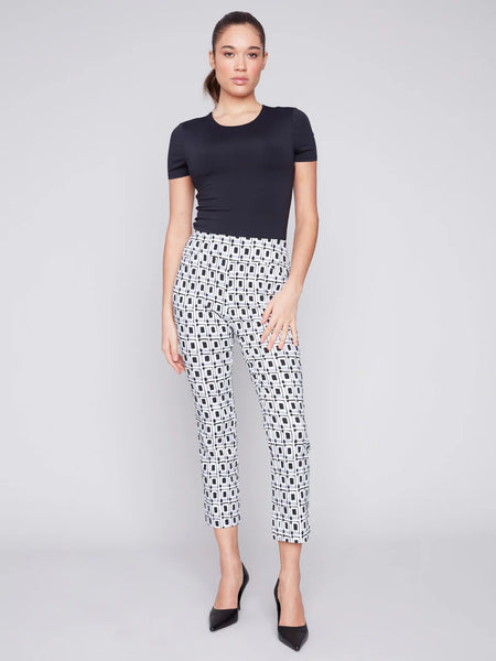 Printed Capri Pants with Hem Slit