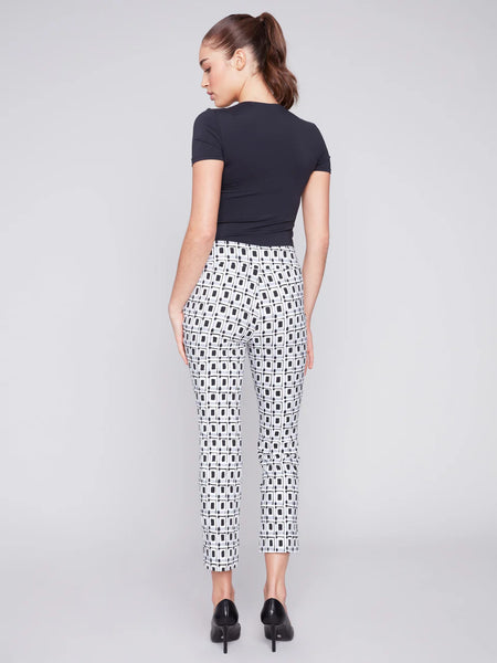 Printed Capri Pants with Hem Slit