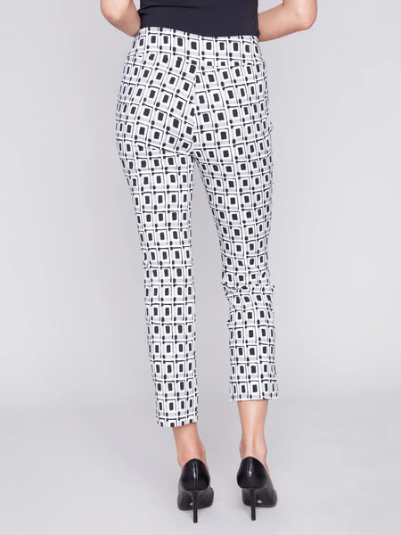 Printed Capri Pants with Hem Slit