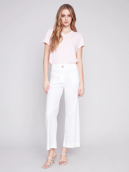 Cropped Linen Blend Pants